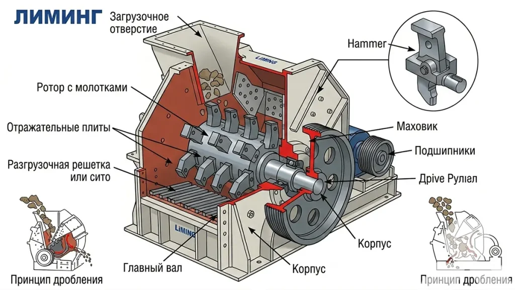Молотковая дробилка схема